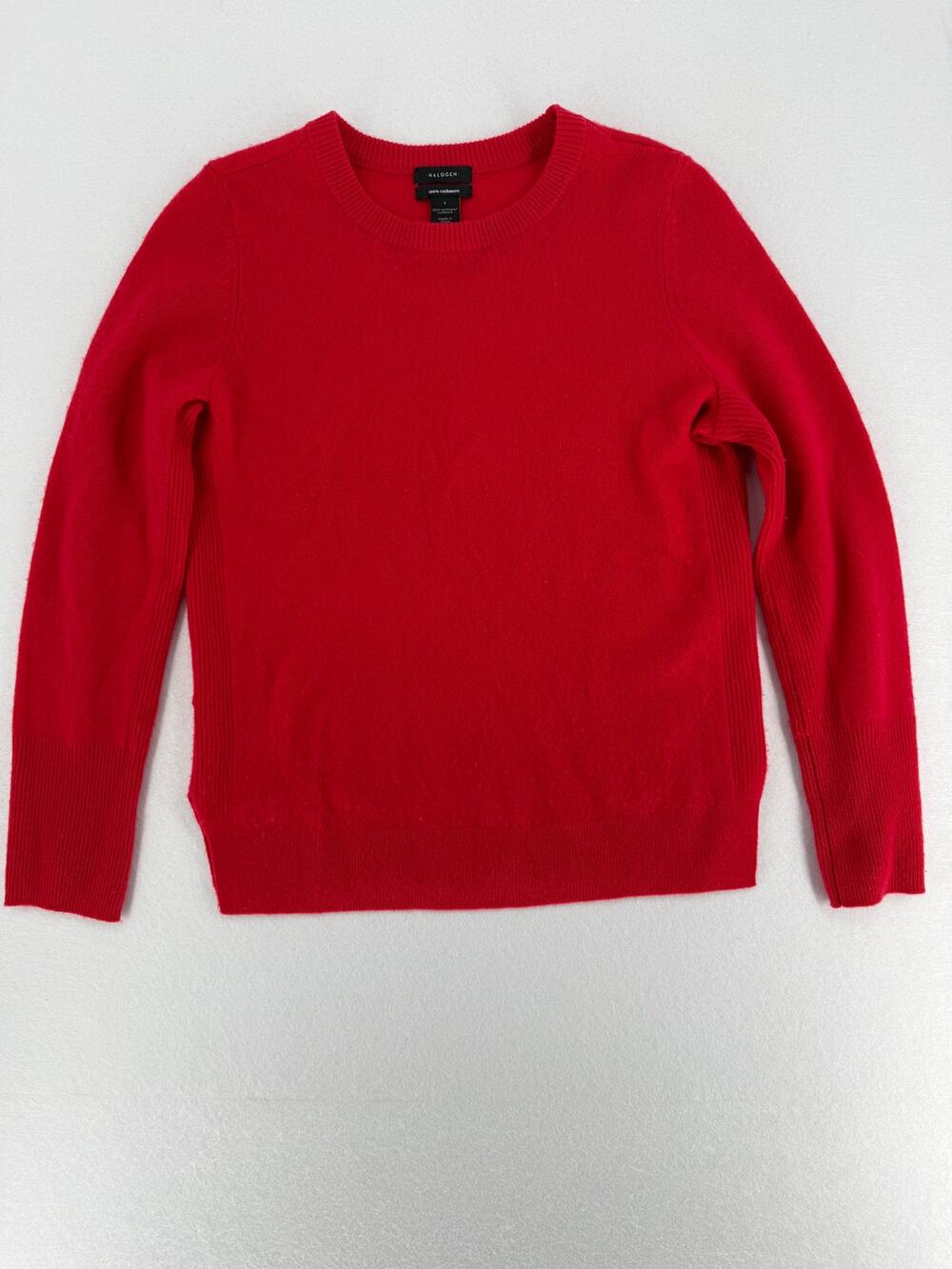 Halogen Women’s S Red 100% Cashmere Crewneck Sweater Long Sleeve